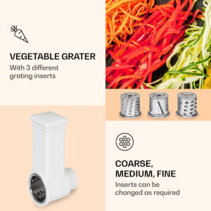 Klarstein Renata, nadstavce na strúhanie a šalát, príslušenstvo, hrubé, stredne hrubé, jemné