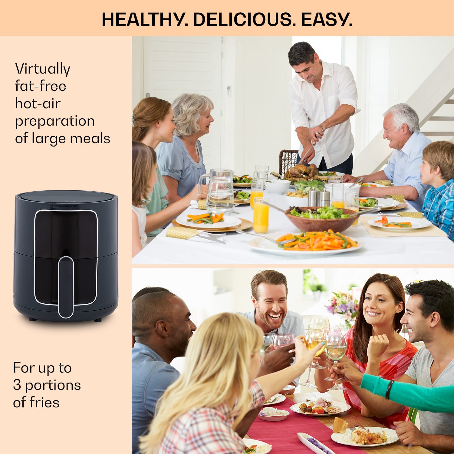 Klarstein Crisp-Pro, teplovzdušná fritéza, 1400 W, 3,5 l, 8 programov, časovač – Obrázok 4