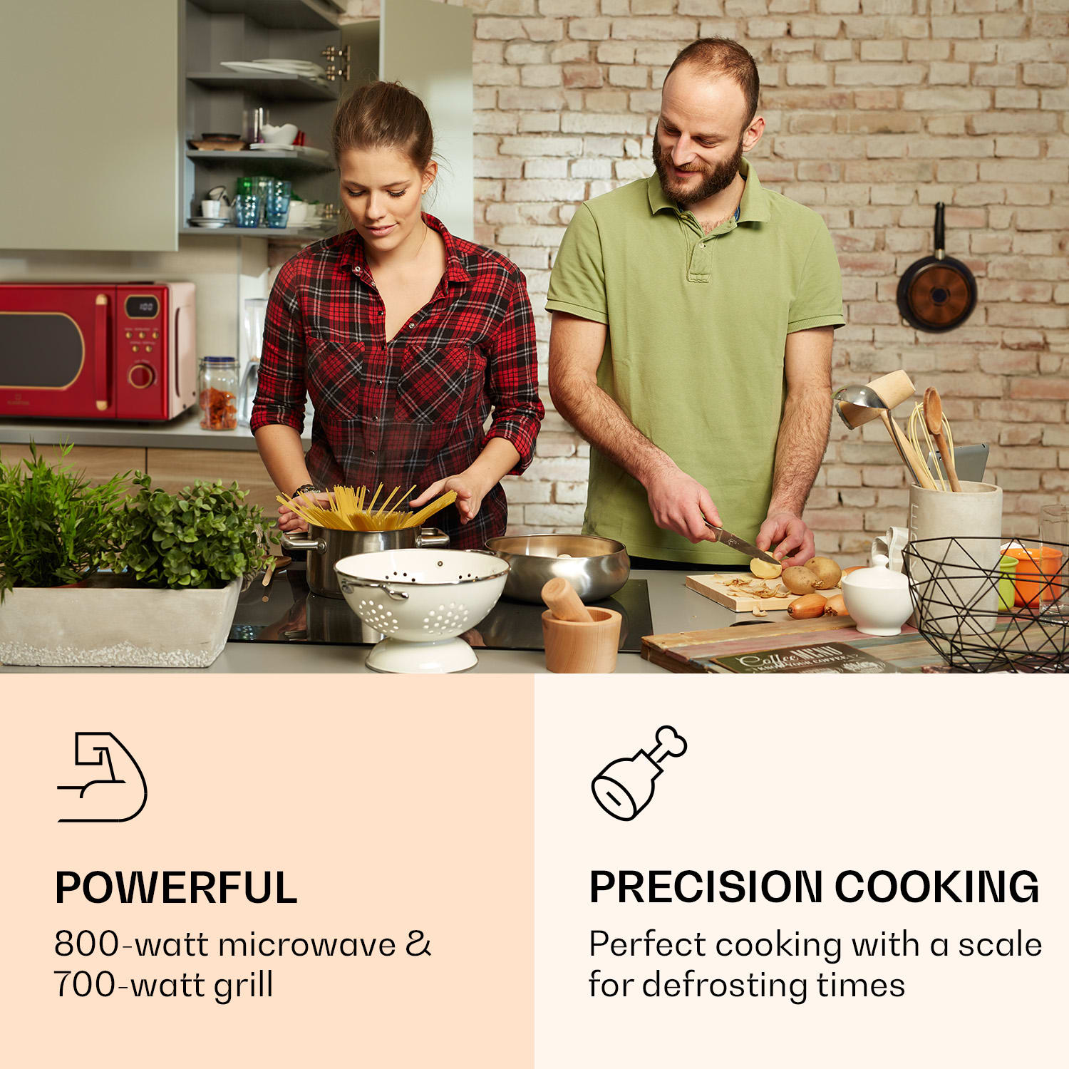 Klarstein Julieta, mikrovlnná rúra s grilom, 20 l, 700/800 W, Ø 25,5 cm, 8 programov