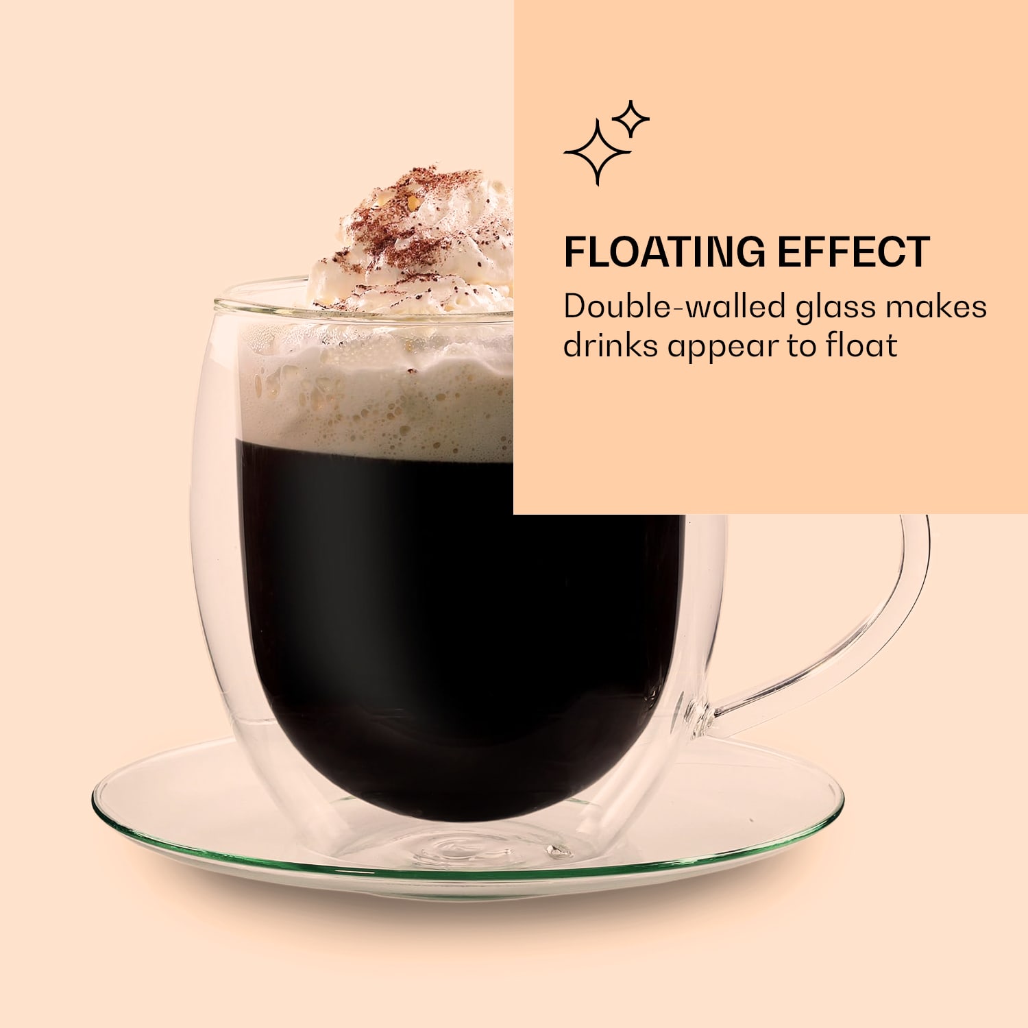 Feelino Pohár, Dvojstenný, Vysoko kvalitné borosilikátové sklo, 400 ml, Jedinečný – Obrázok 3