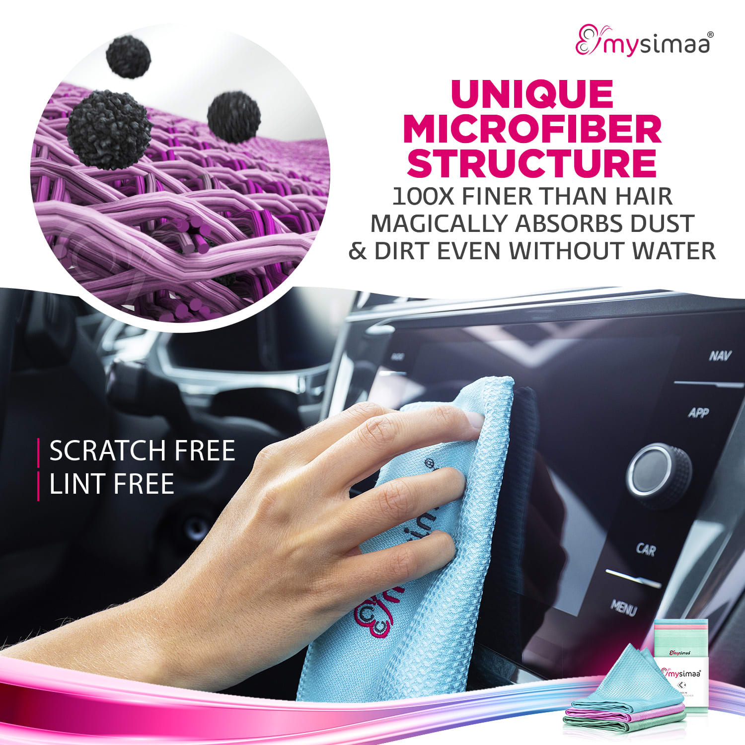 MySimaa Profesionálne čistiace utierky, čistiace utierky, mikrovlákno, 60 x 40 cm – Obrázok 3