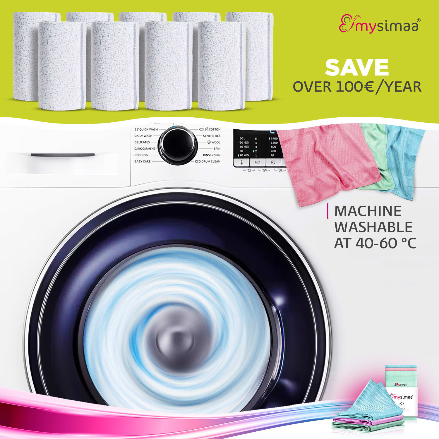 MySimaa Profesionálne čistiace utierky, čistiace utierky, mikrovlákno, 60 x 40 cm – Obrázok 4