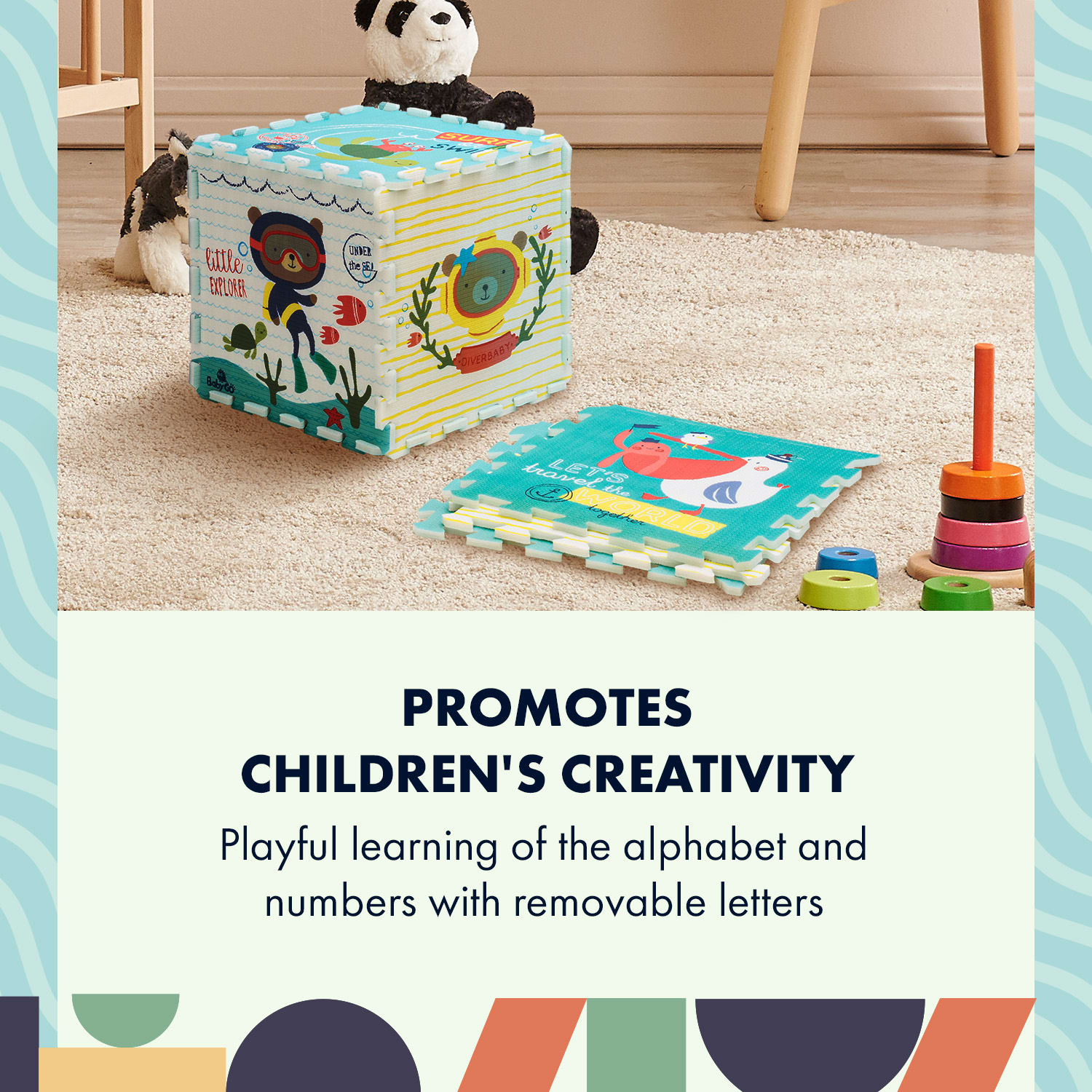 Babify Podložka na hranie, s hračkou, 9 ks, motív planéta – Obrázok 3