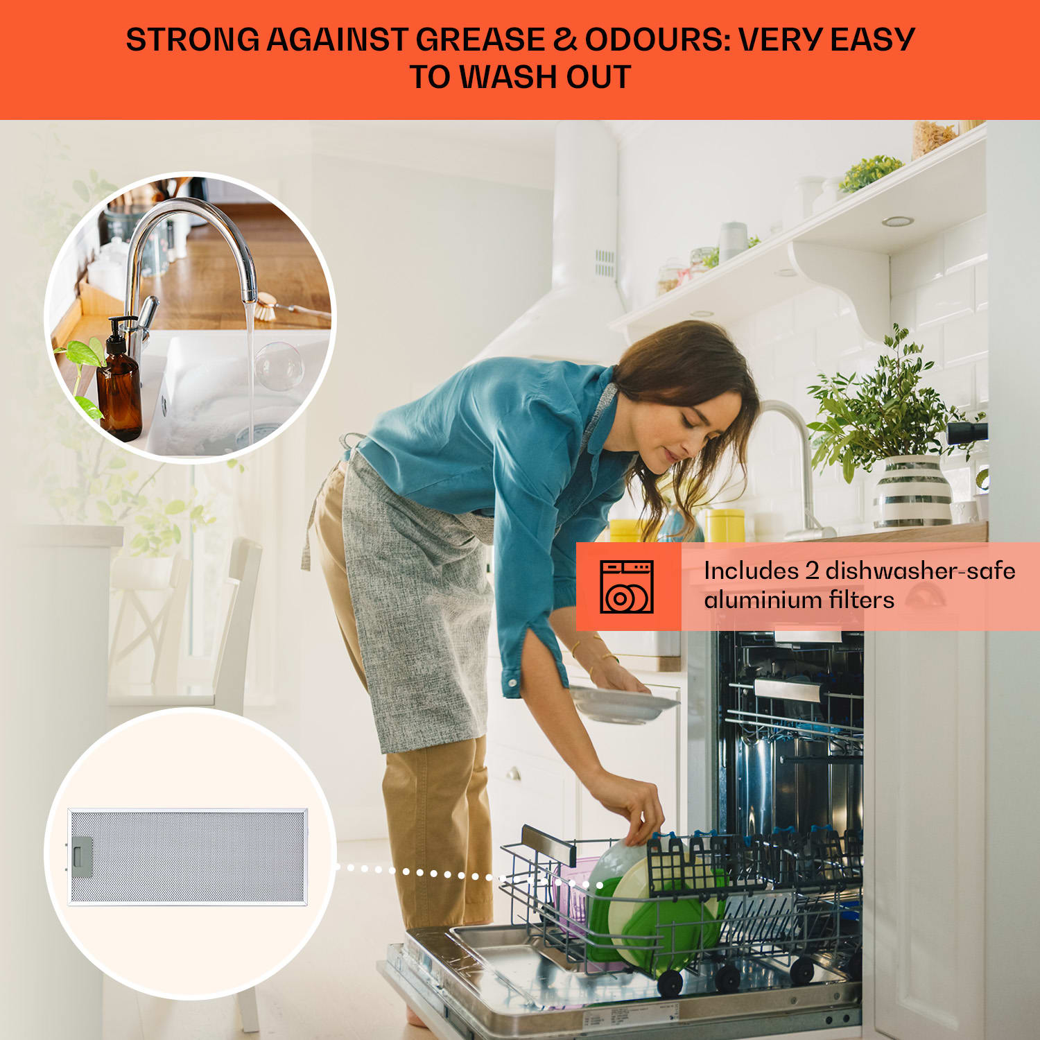 Klarstein Vilhelmine 60 Retro, digestor, 60 cm, vstavaný, 332 m³/h, B, LED, čierny – Obrázok 5