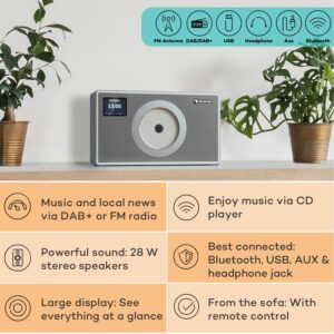 Auna Vertico Swing DAB | DAB+ rádio so Swing CD prehrávačom | FM/DAB+ | AUX | BT | USB