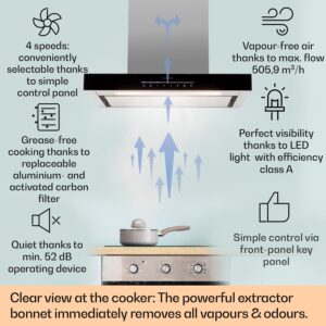 Klarstein Alinea 60 Smart, digestor, 60 cm, nástenný, WiFi, A++, 500 m³/h, dotykový displej