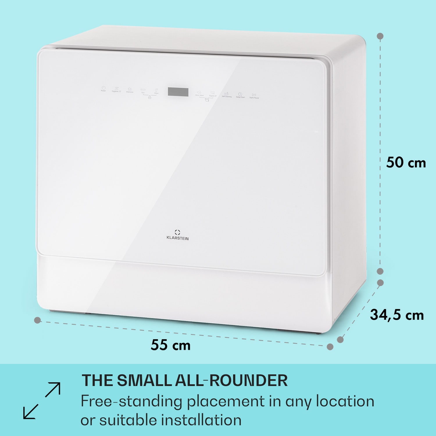 Klarstein Emerald 5 Slim, umývačka riadu, voľne stojaca, 7 programov, dotykové ovládanie – Obrázok 4