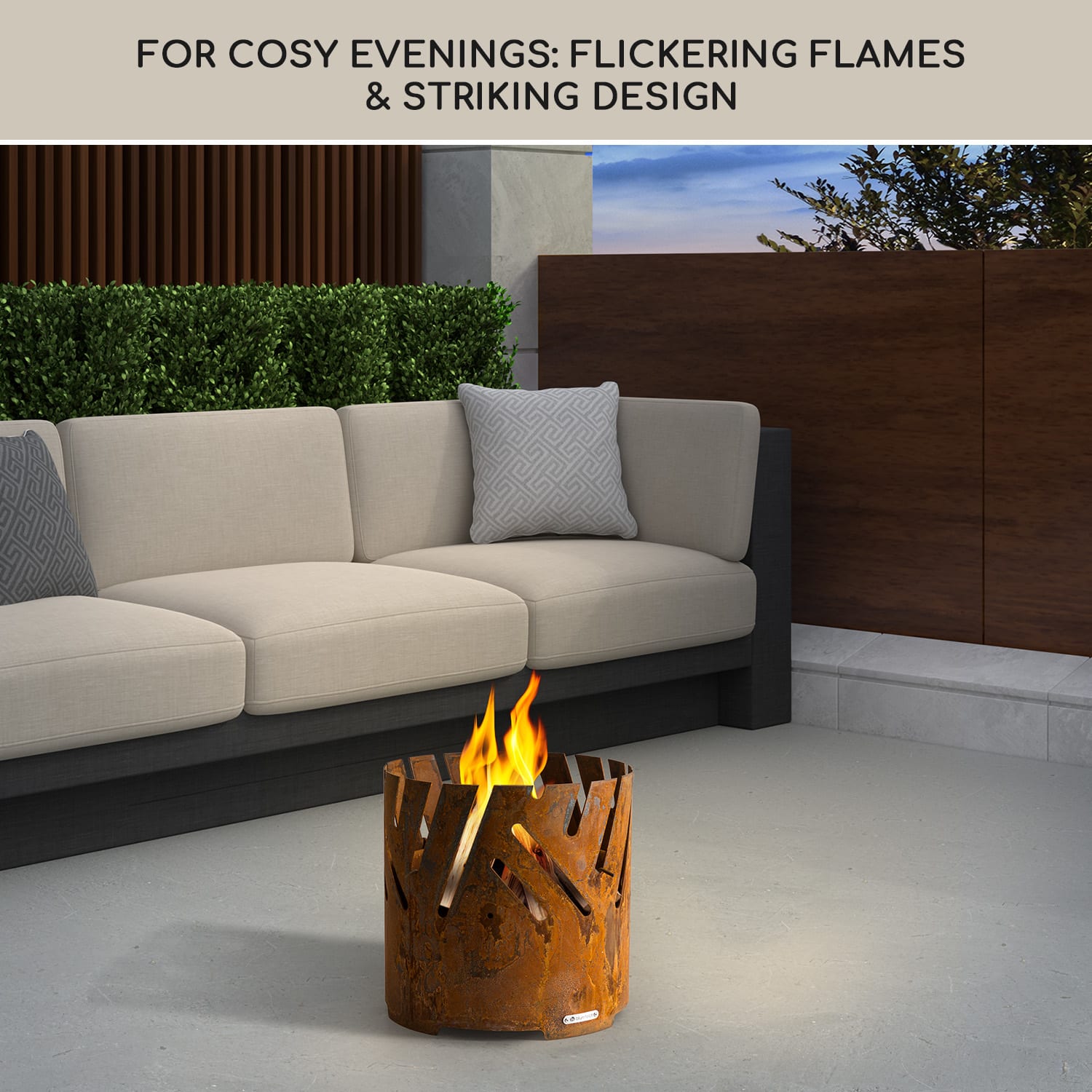 Blumfeldt Crown, ohnisko 3 v 1, Ø 46 cm, odolné voči vode a mrazu, grilovacia doska, grilovací rošt, bambusová doska – Obrázok 5