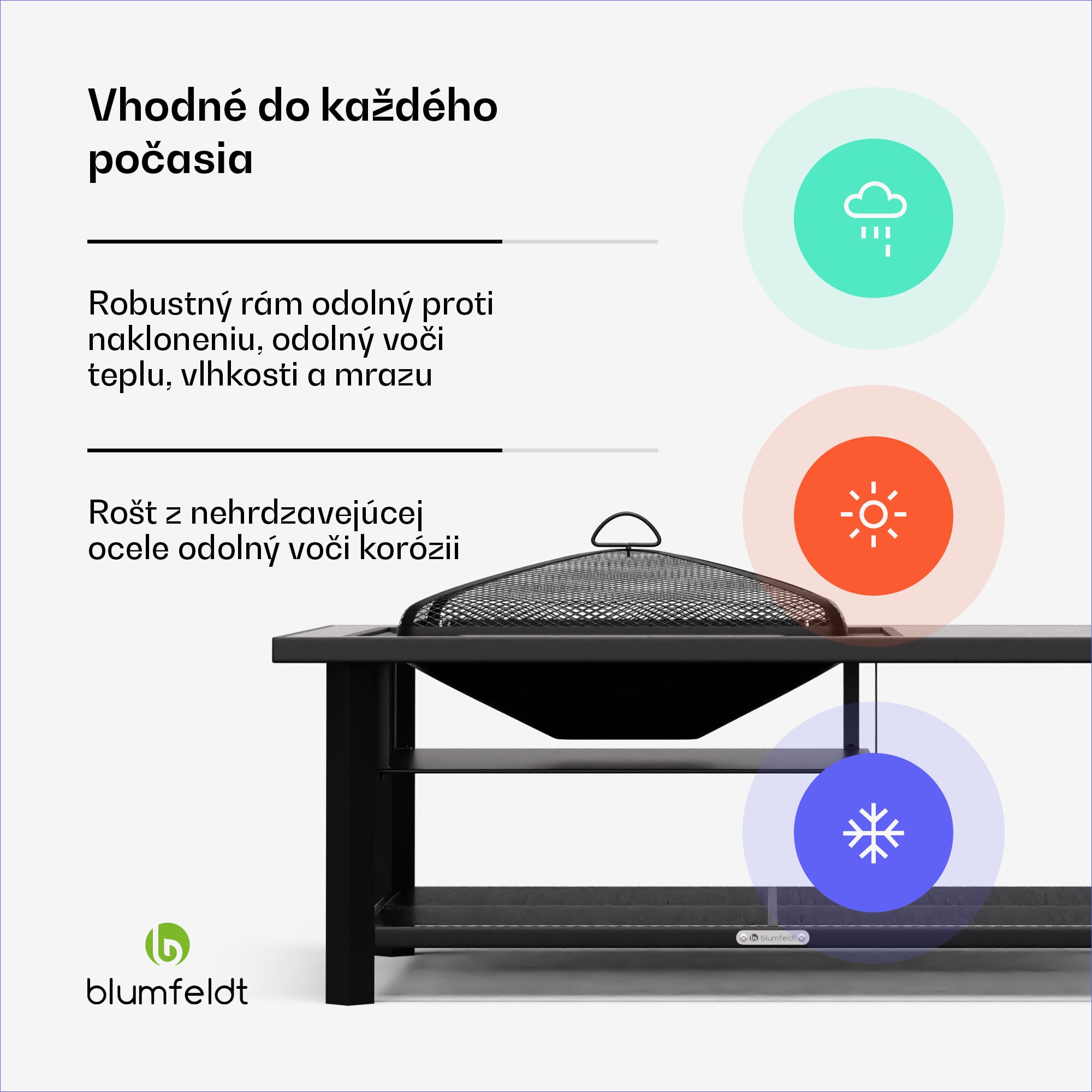 Blumfeldt Merano Avanzato L, ohnisko 3 v 1 s funkciou grilu, dá sa použiť ako stôl, 122 x 87 cm – Obrázok 4
