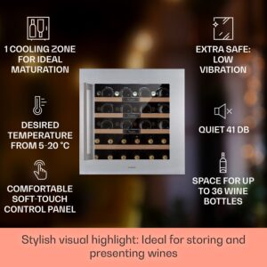 Klarstein Vinsider 36 Built-In Uno, vstavaná vinotéka, 92 l, 36 fliaš, nehrdzavejúca oceľ