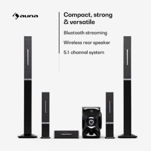 Auna Areal 825 5.1 Wireless, bezdrôtový zvukový systém, bluetooth, 120 W, s funkciou karaoke, bezdrôtové zadné reproduktory