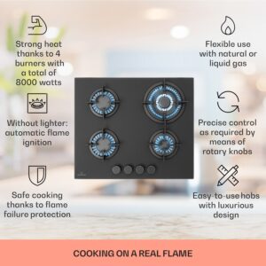 Klarstein Firetale, plynová varná doska, 4 hliníkové horáky, vrátane hadice a redukčného ventilu