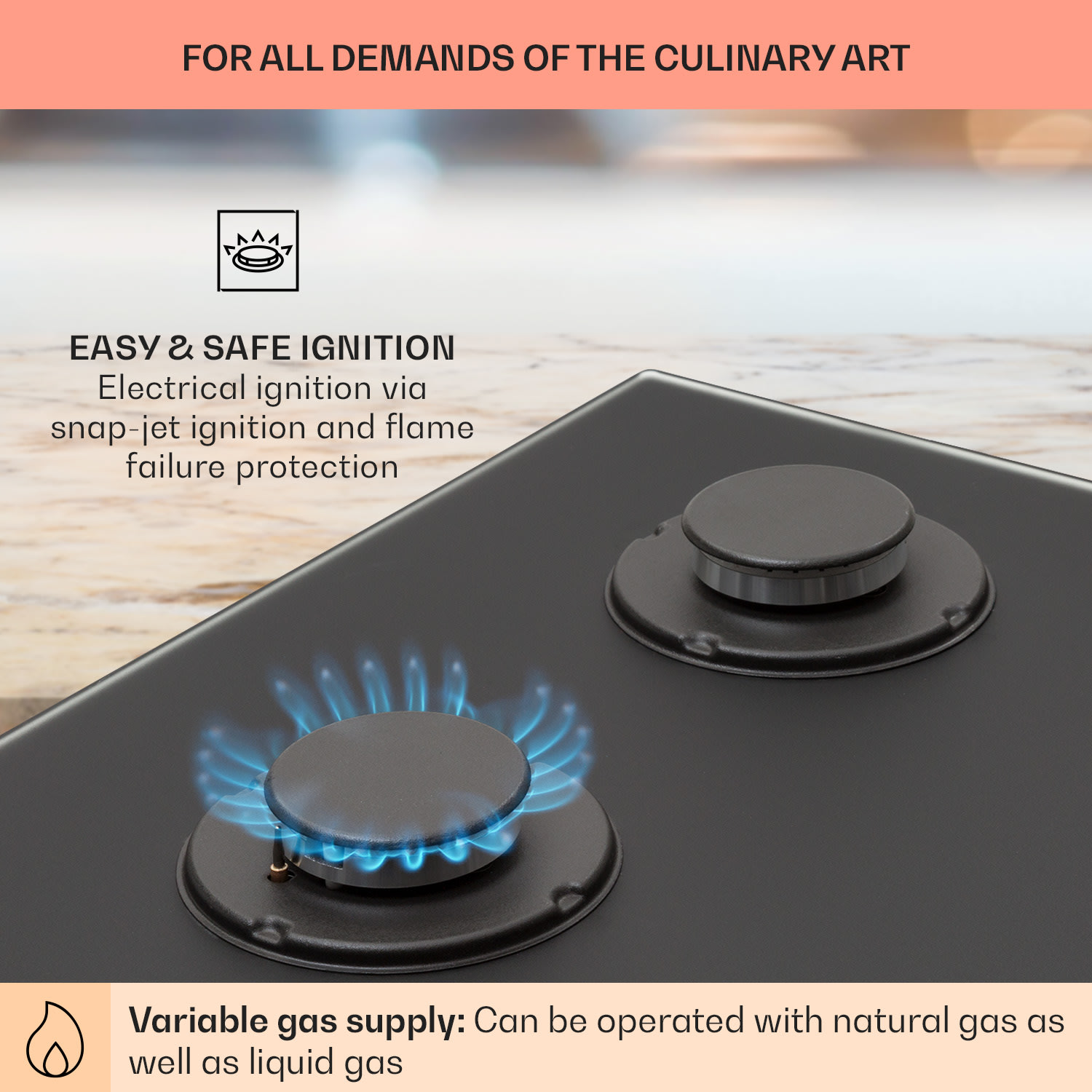 Klarstein Firetale, plynová varná doska, 4 hliníkové horáky, vrátane hadice a redukčného ventilu – Obrázok 4