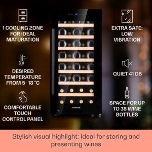 Klarstein Barossa 38 Uno, vinotéka, 94 l, 38 fliaš, 1 zóna, dotykový displej