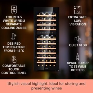 Klarstein Barossa 73 Uno, vinotéka, 192 l, 2 zóny, 73 fliaš, dotykový displej