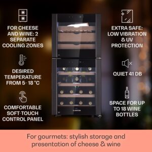Klarstein El Dorado 89, chladnička na víno a syr, 89 l, 2 zóny, dotykový displej, LED