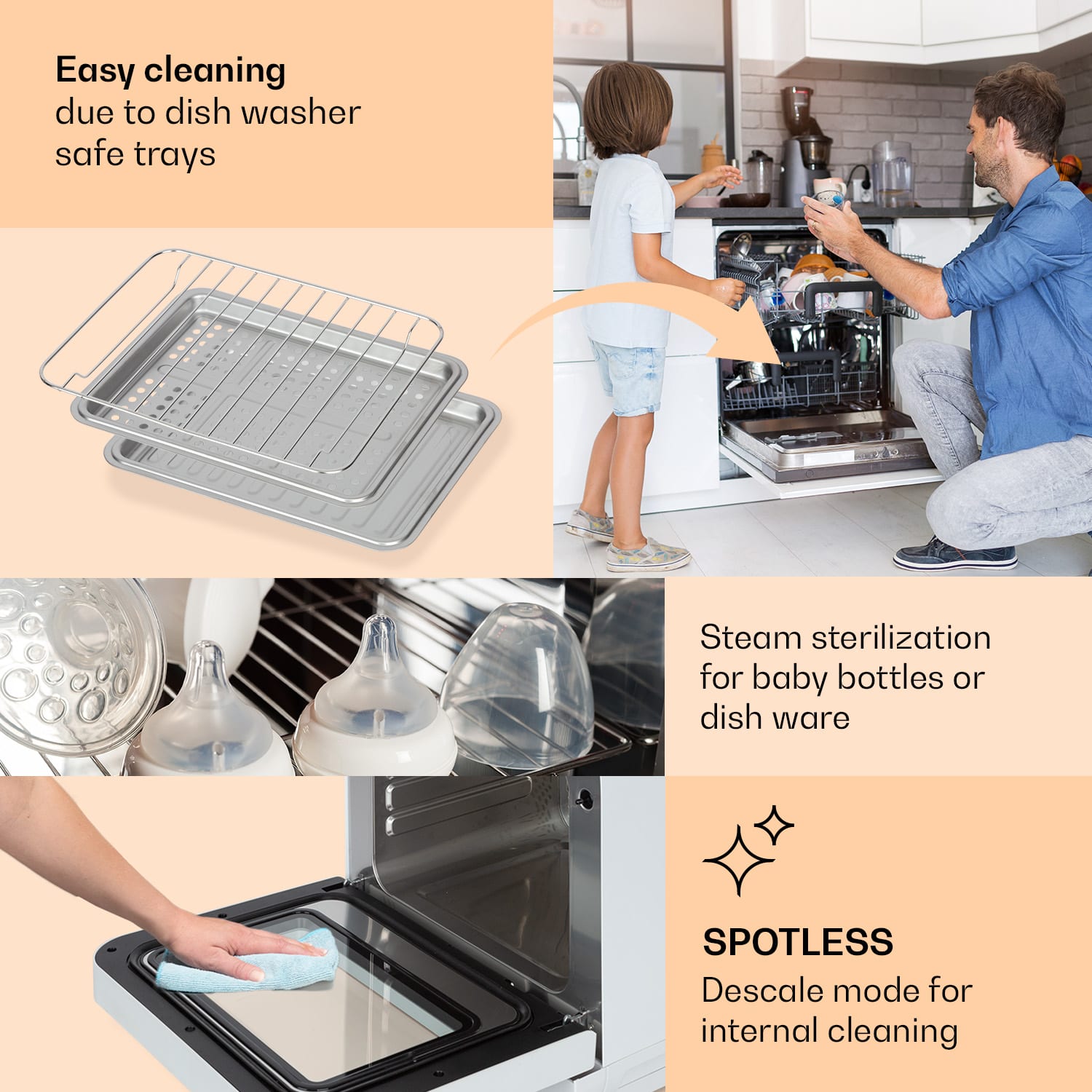 Klarstein Vita Pro, teplovzdušná fritéza s varením v pare, 2450 W, 18 l, 14 programov, 800 ml nádrž na vodu – Obrázok 4