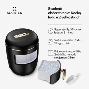 Klarstein Passau, výrobník ľadu, 2 veľkosti, 15 kg/24 h, Auto-Clean