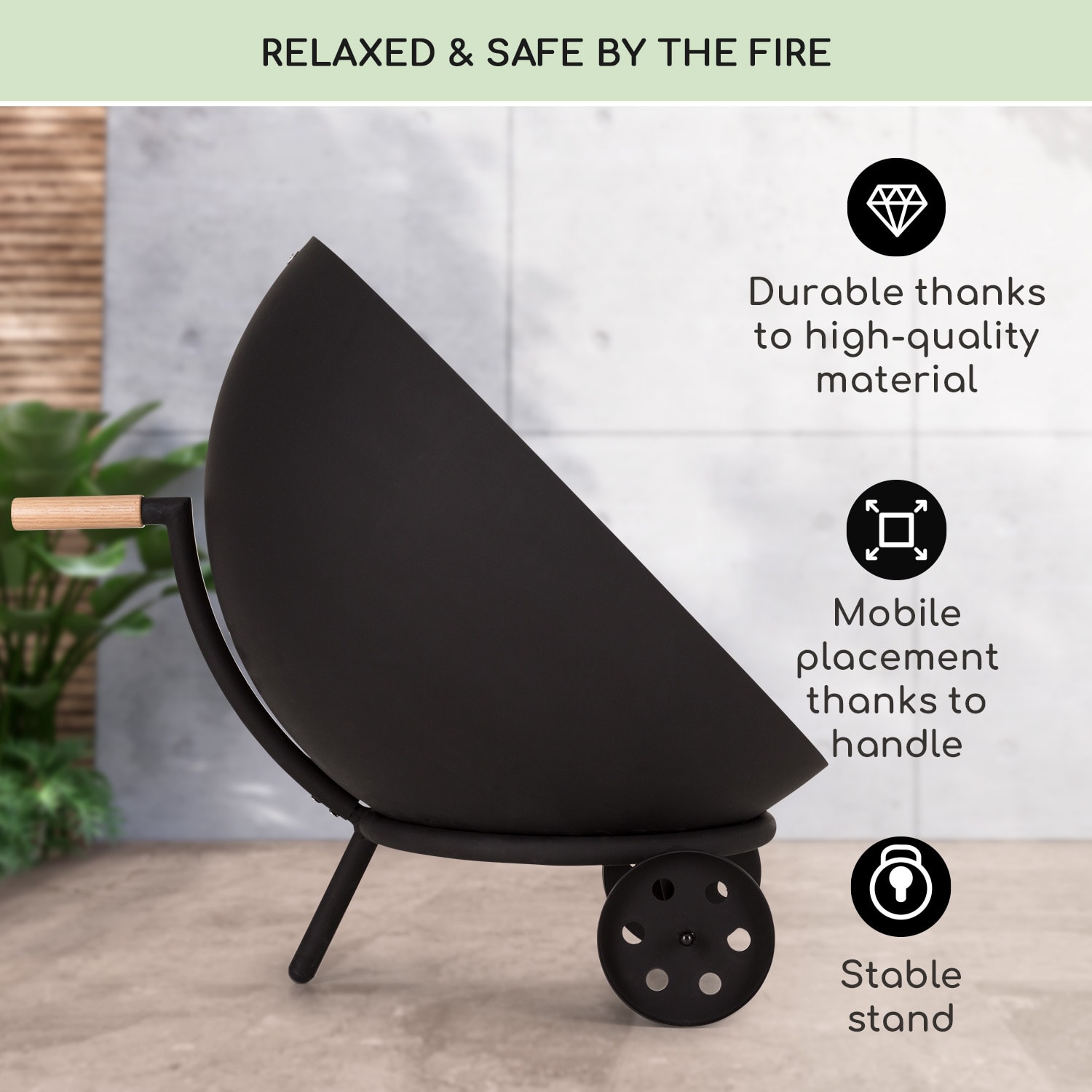 Blumfeldt Fireball Egon, ohnisko, oceľ, do záhrady alebo na terasu, Ø 66 cm, kryt na gril – Obrázok 2