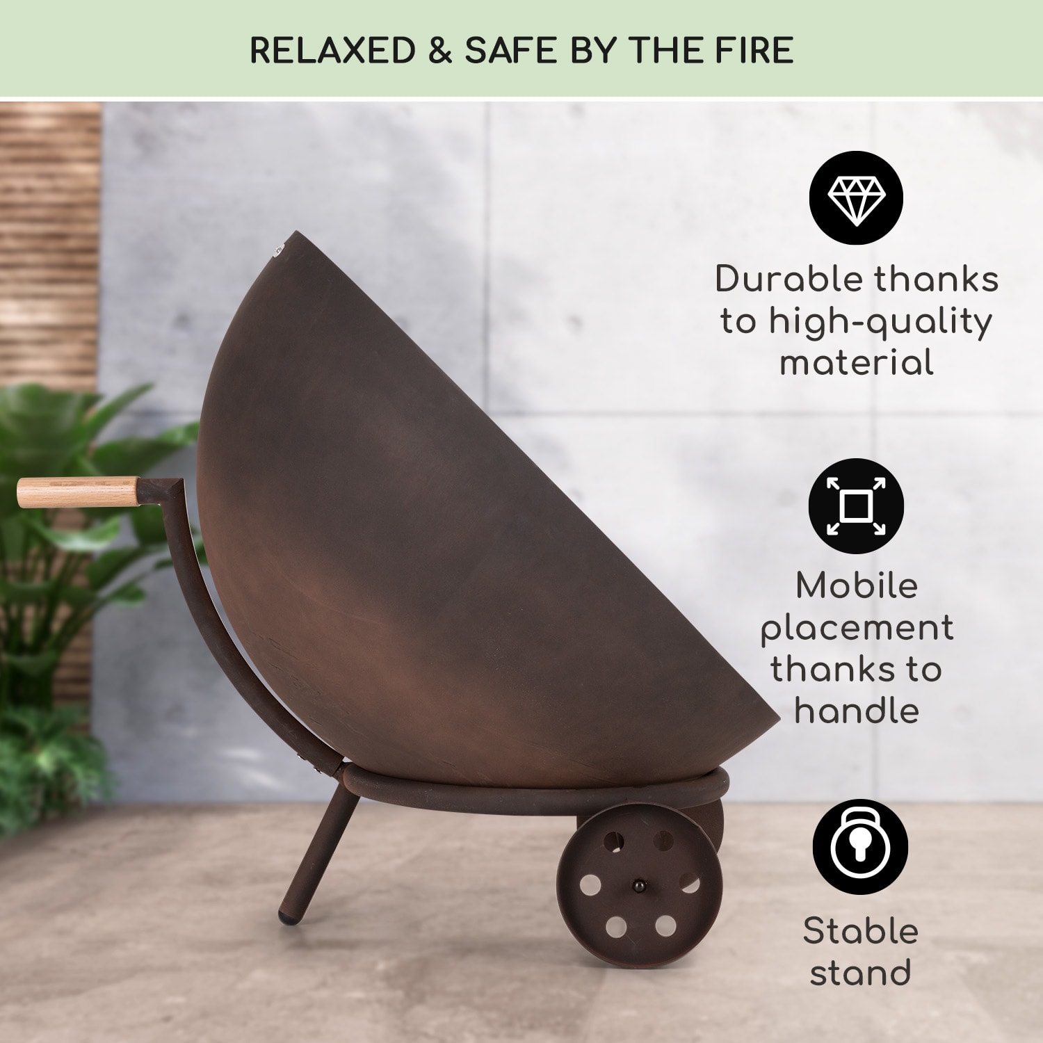 Blumfeldt Fireball Egon, ohnisko, oceľ, do záhrady alebo na terasu, Ø 66 cm, kryt na gril – Obrázok 2