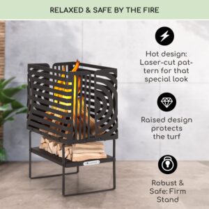 Blumfeldt Krakatoa, ohnisko, pevná oceľ, odkladací priestor na drevo, laserom rezaný dizajn