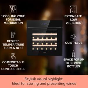 Klarstein Vinsider 30 Built-In Uno, vstavaná vinotéka, 77 l, 30 fliaš, nehrdzavejúca oceľ