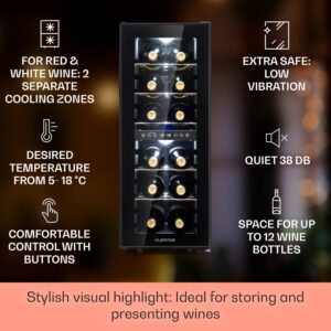 Klarstein Shiraz 12 Duo, vinotéka, 42 l, 12 fliaš, 2 zóny 5-12 / 12-18°C, dotykové ovládanie