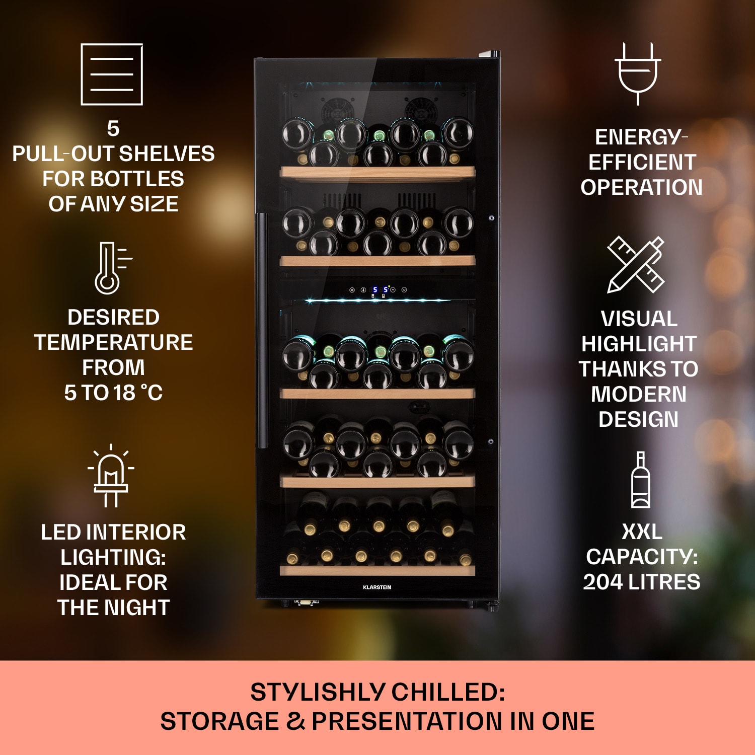 Klarstein Barossa 91 Duo, chladnička na víno, 204 l, 91 fl., 2 zóny
