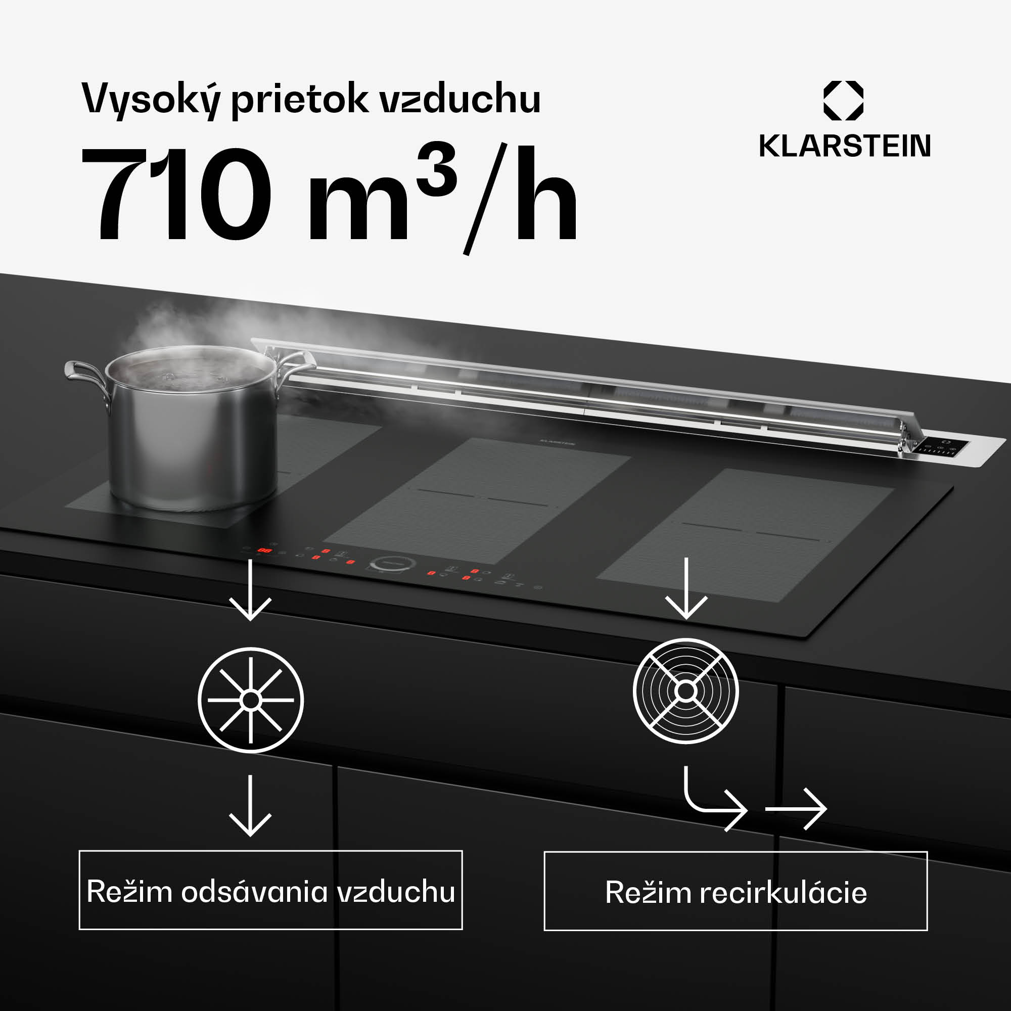 Klarstein Brisa, digestor 90 cm, výsuvný, nehrdzavejúca oceľ, 710 m³/h, A+ – Obrázok 3