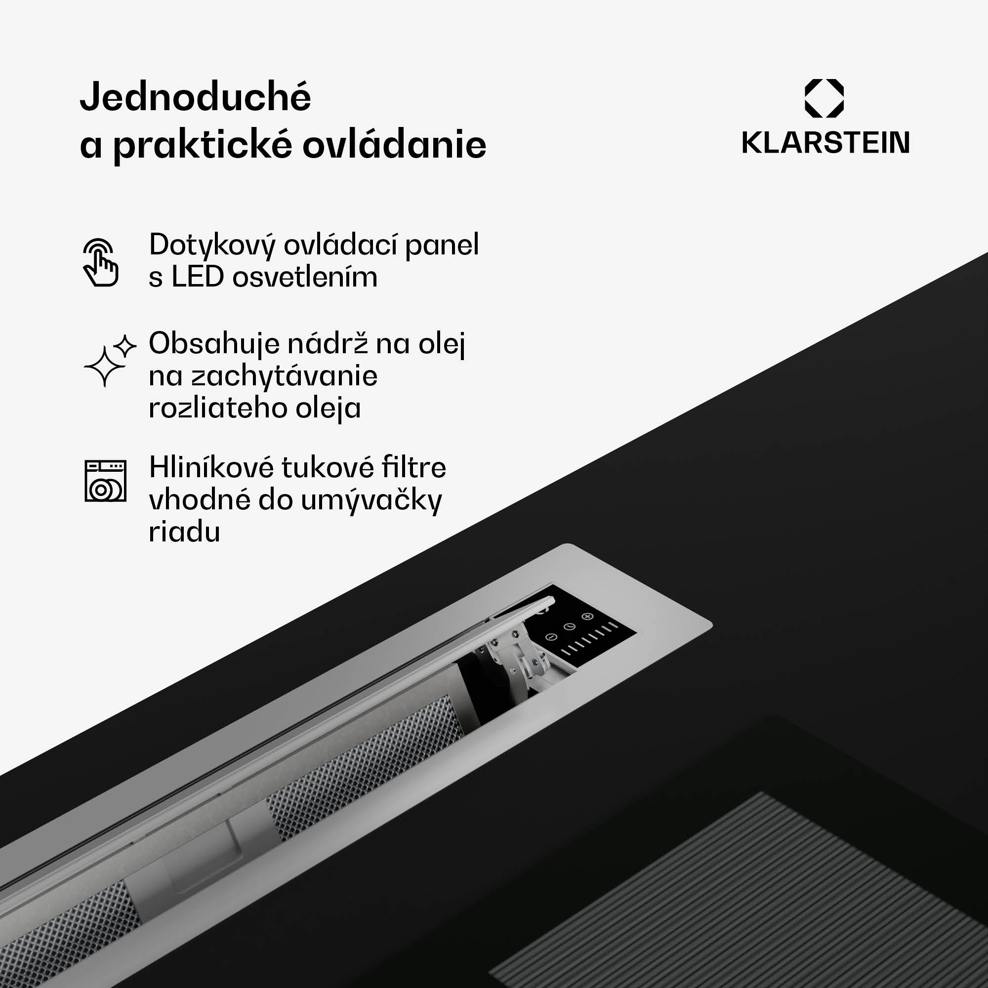 Klarstein Brisa, digestor 90 cm, výsuvný, nehrdzavejúca oceľ, 710 m³/h, A+ – Obrázok 4