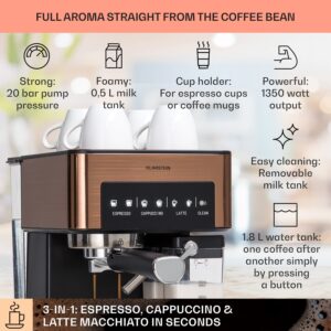 Klarstein Arabica Comfort  kávovar s portafiltrom, 1350 W, 20 bar, 1,8 l, dotykový ovládací panel