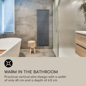 Blumfeldt Delgado, 180 x 60, radiátor, kúpeľňový radiátor, rúrkový radiátor, 1065W, teplá voda, 1/2