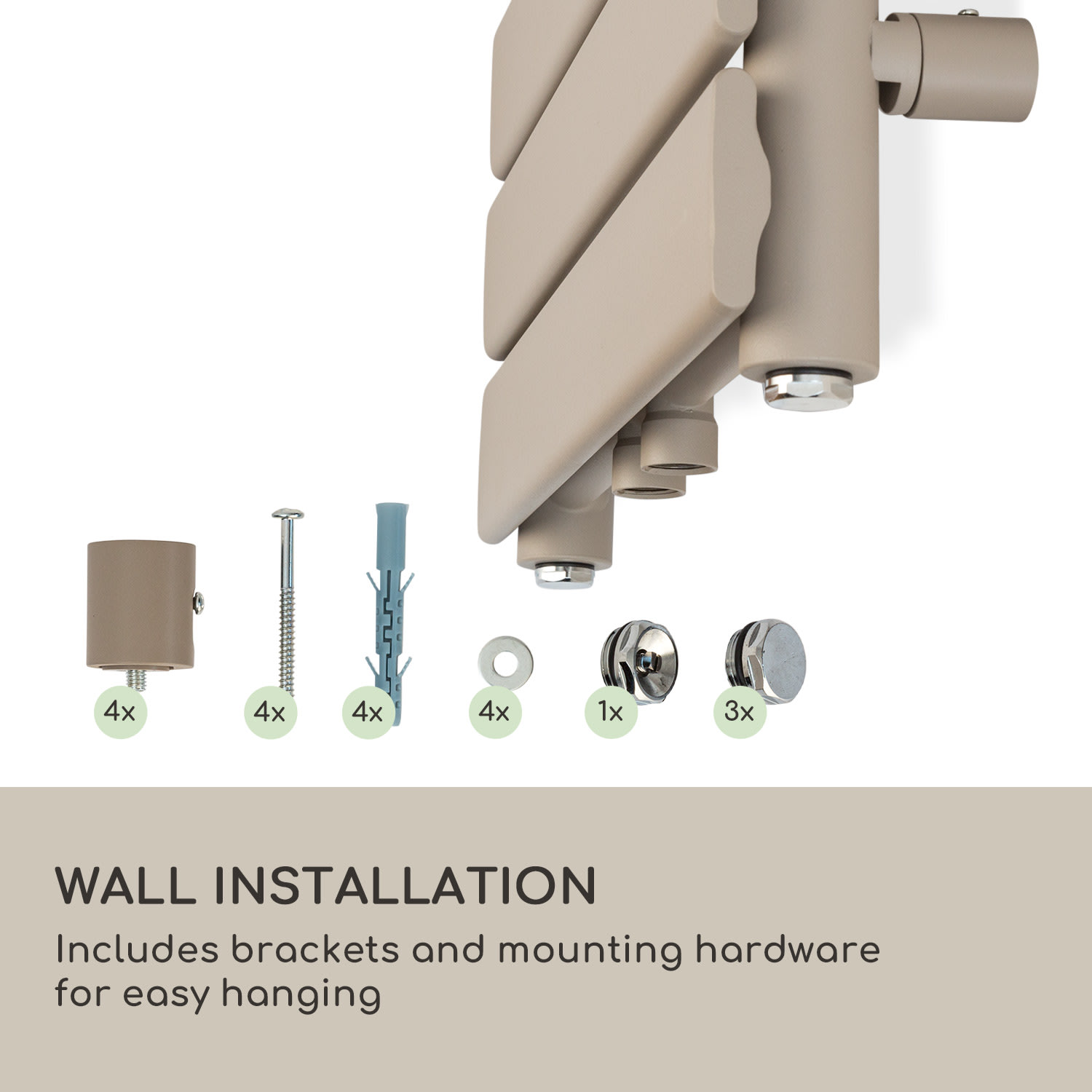 Blumfeldt Fairmont, radiátor, 80 x 45, 375 W, teplá voda, 3 držiaky uterákov, 1/2 – Obrázok 3