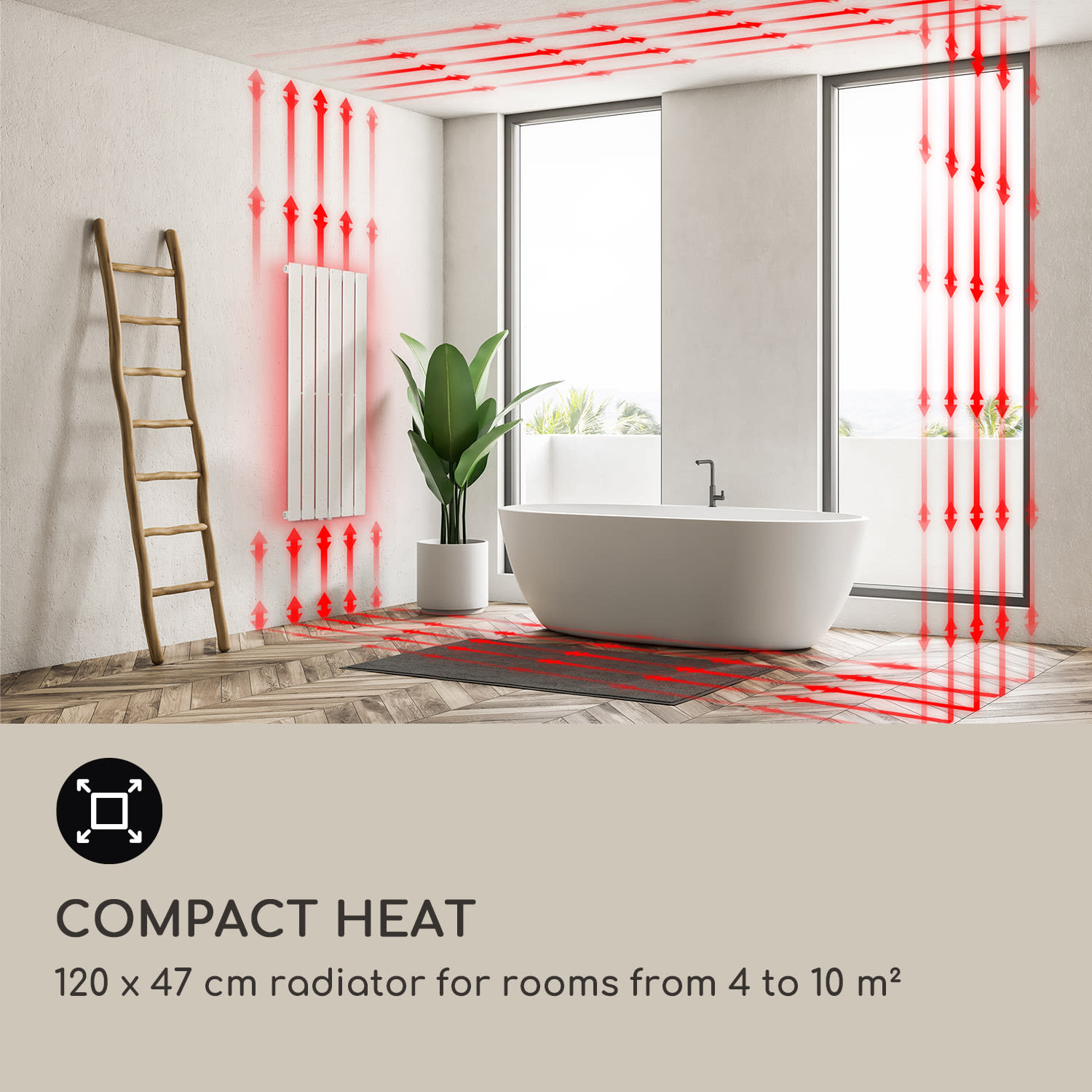 Blumfeldt Ontario, radiátor, 120 x 45, 485 W, inštalácia na stenu – Obrázok 4