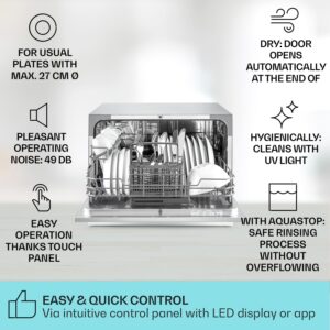 Klarstein Havasia UV 6, umývačka riadu, UV svetlo, 1380 W, voľne stojaca