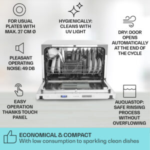 Klarstein Havasia UV 6 Secret, vstavaná umývačka riadu, UV svetlo, 6 programov