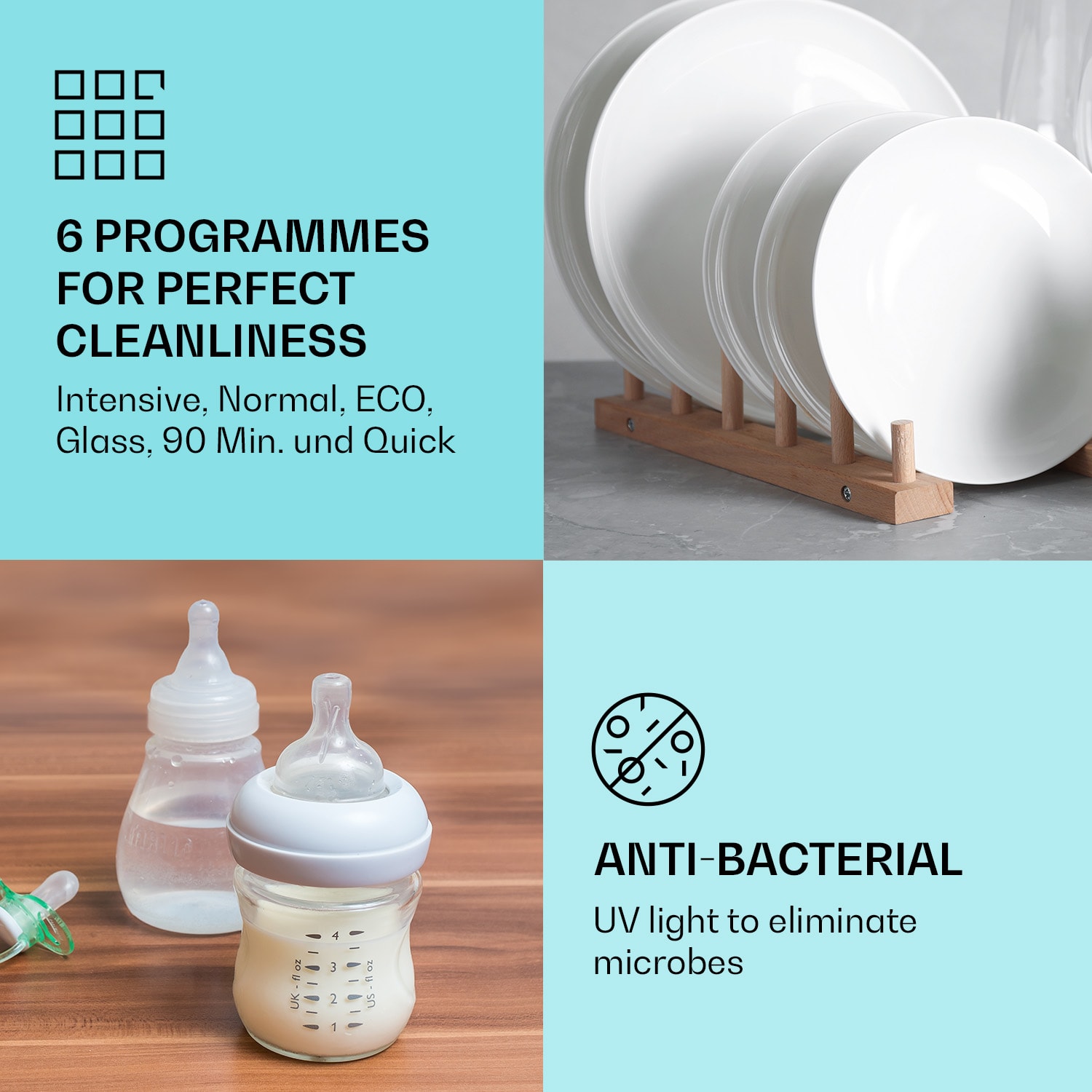 Klarstein Havasia UV 8, umývačka riadu, 1620 W, UV-svetlo, voľne stojaca/na zabudovanie – Obrázok 2