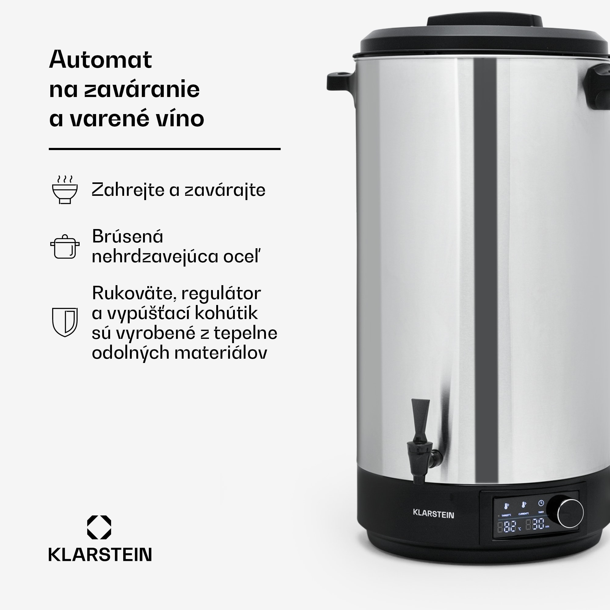 Klarstein Abbey 60, zavárací hrniec, dávkovač nápojov, 60 l, 100 °C, 180 min, nehrdzavejúca oceľ – Obrázok 2