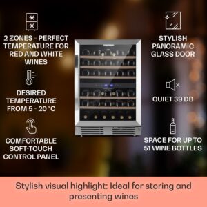 Klarstein Vinovilla 50 Duo, dvojzónová vinotéka, 53 l, 17 fliaš, 3-farebné LED osvetlenie, sklenené dvere
