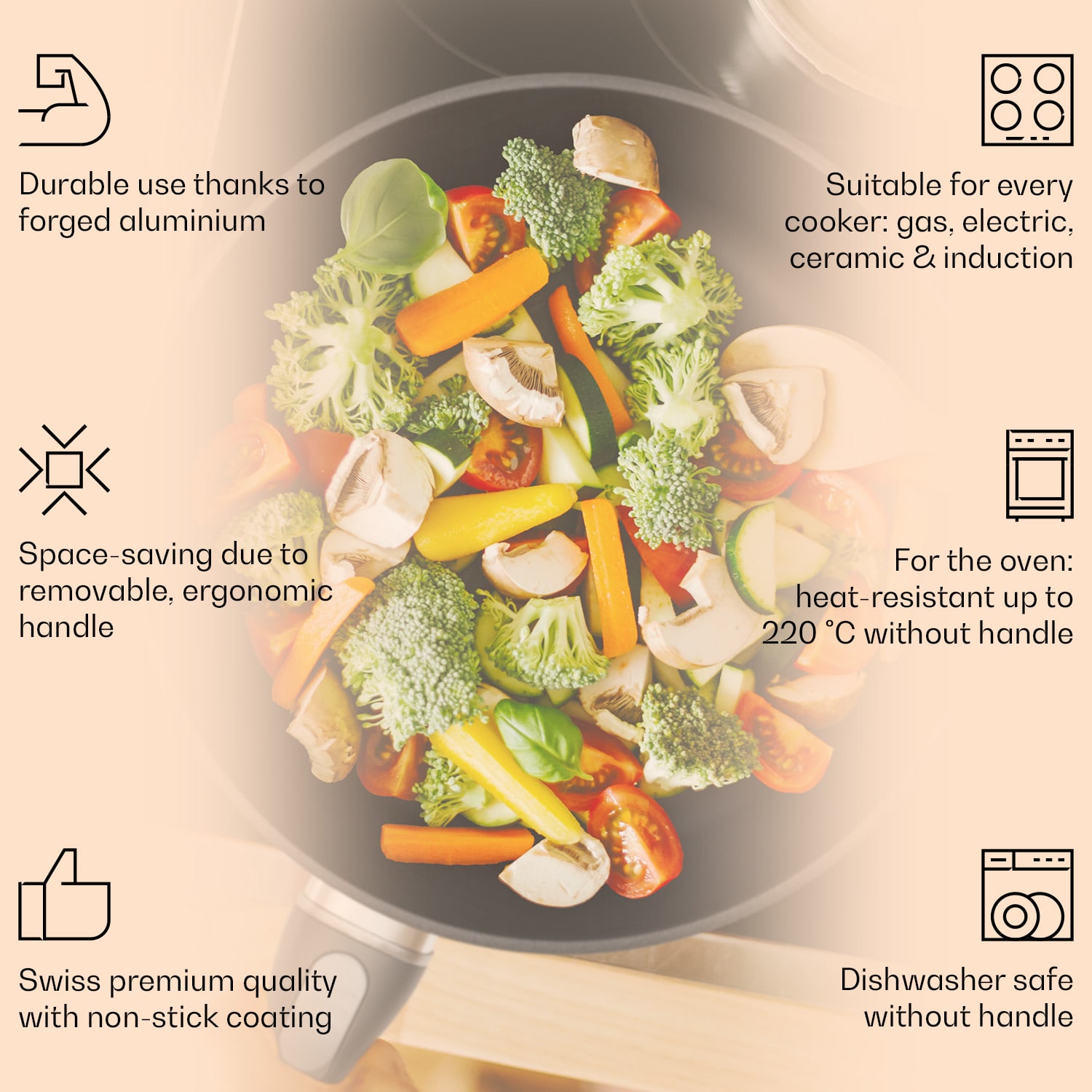 Klarstein Noto Endurance, set panvíc, kovaný hliník, 3 veľkosti, 2 plstené chrániče