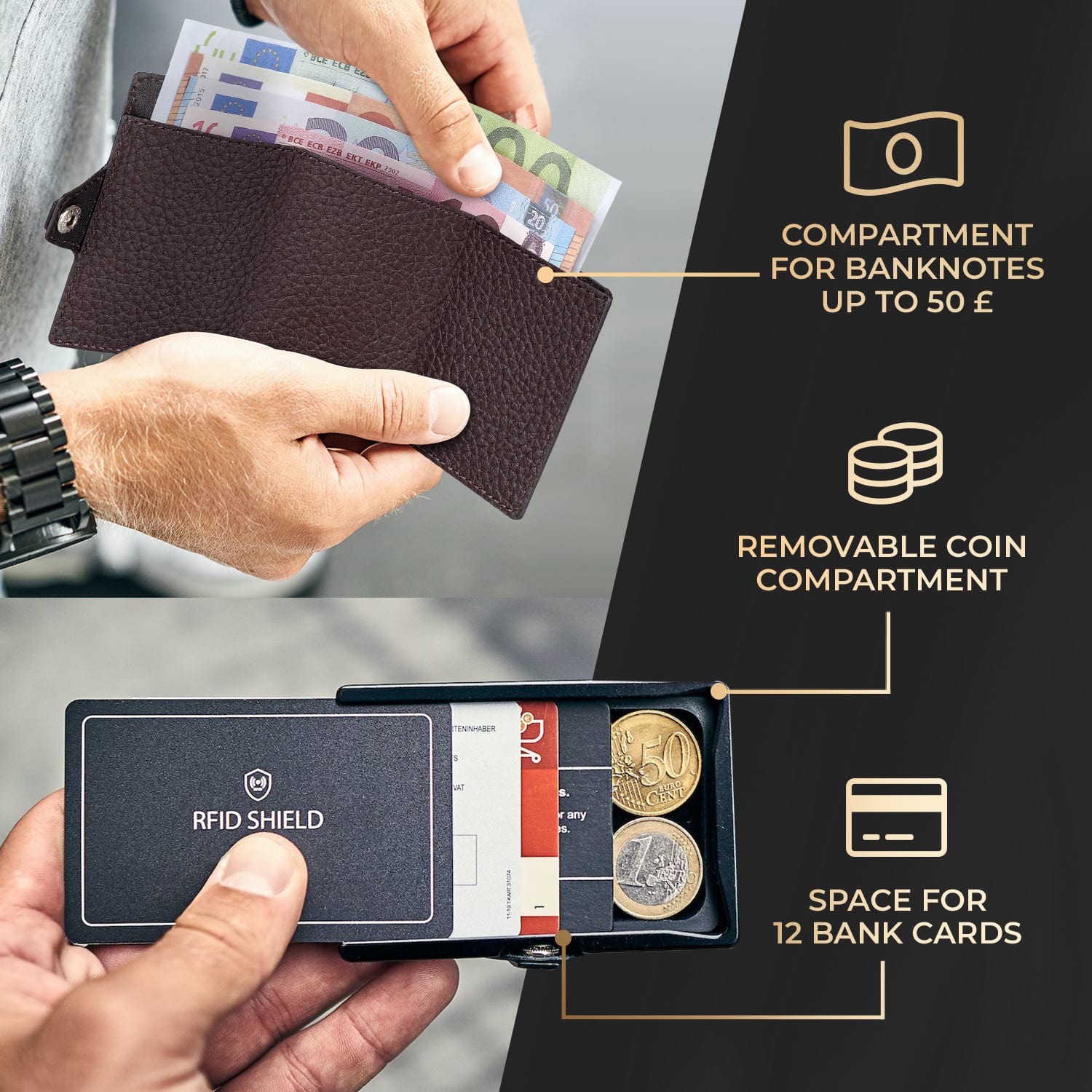 Slimpuro ZNAP Airtag Wallet, 12 kariet, priehradka na mince, 8,9 x 1,8 x 6,3 cm (Š x V x H), ochrana RFID