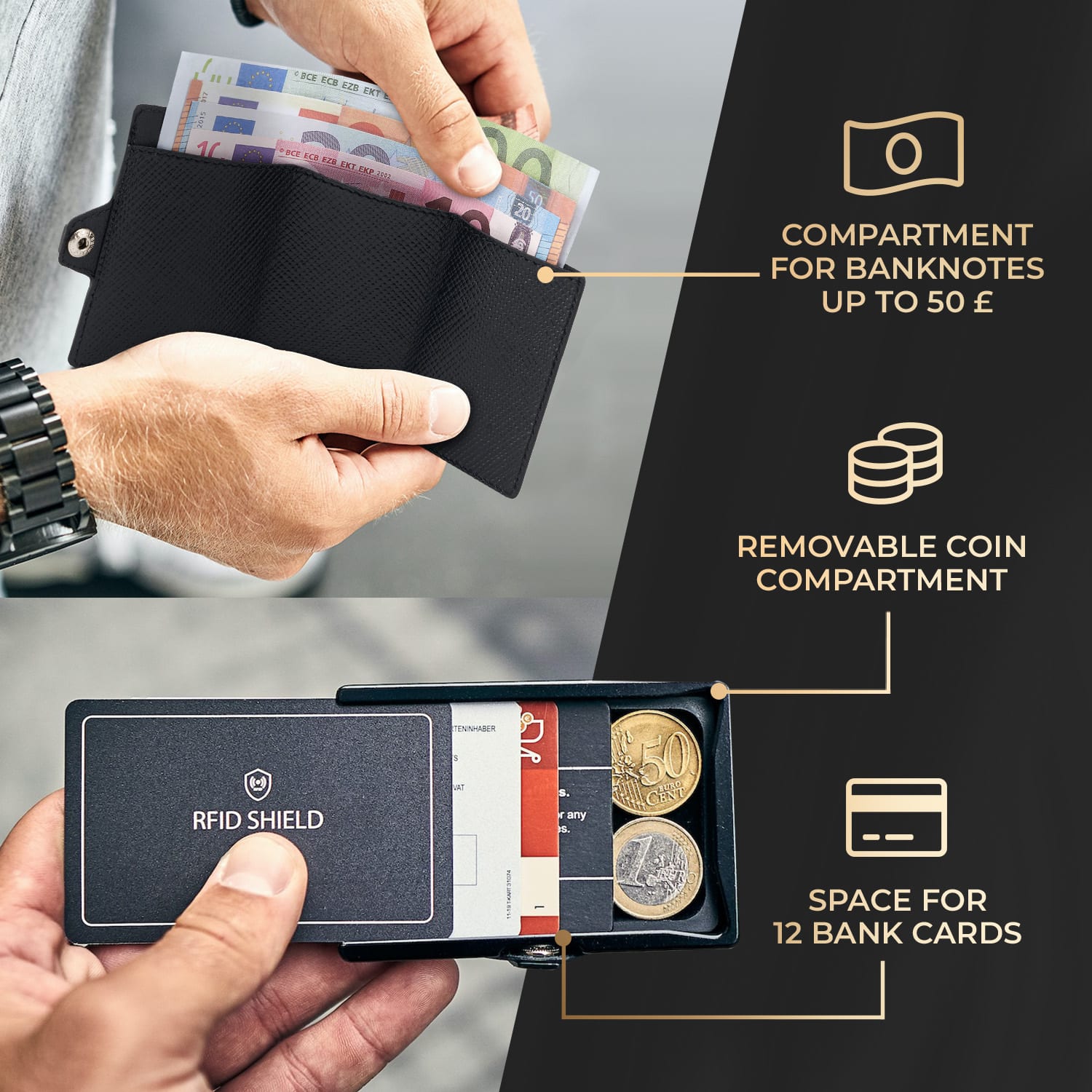 Slimpuro ZNAP Airtag Wallet, 12 kariet, priehradka na mince, 8,9 x 1,8 x 6,3 cm (Š x V x H), ochrana RFID