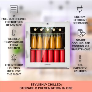 Klarstein Coachella 50 Smart, chladnička, 50 l, funkcia WiFi, podsvietenie, nehrdzavejúca oceľ.