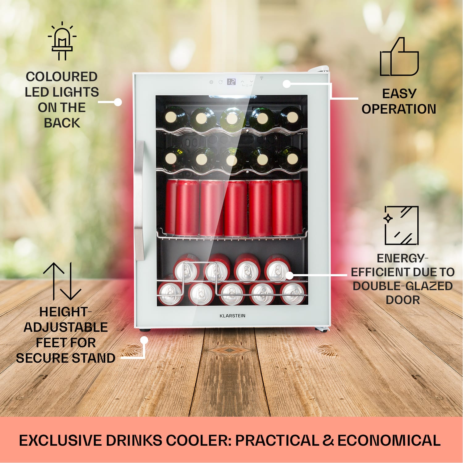 Klarstein Coachella 60, Smart, chladnička, 60 l, funkcia WiFi, podsvietenie. – Obrázok 4