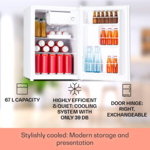 Klarstein Fargo 67, minibar, chladnička 67 l, mraznička 4 l, kompaktná