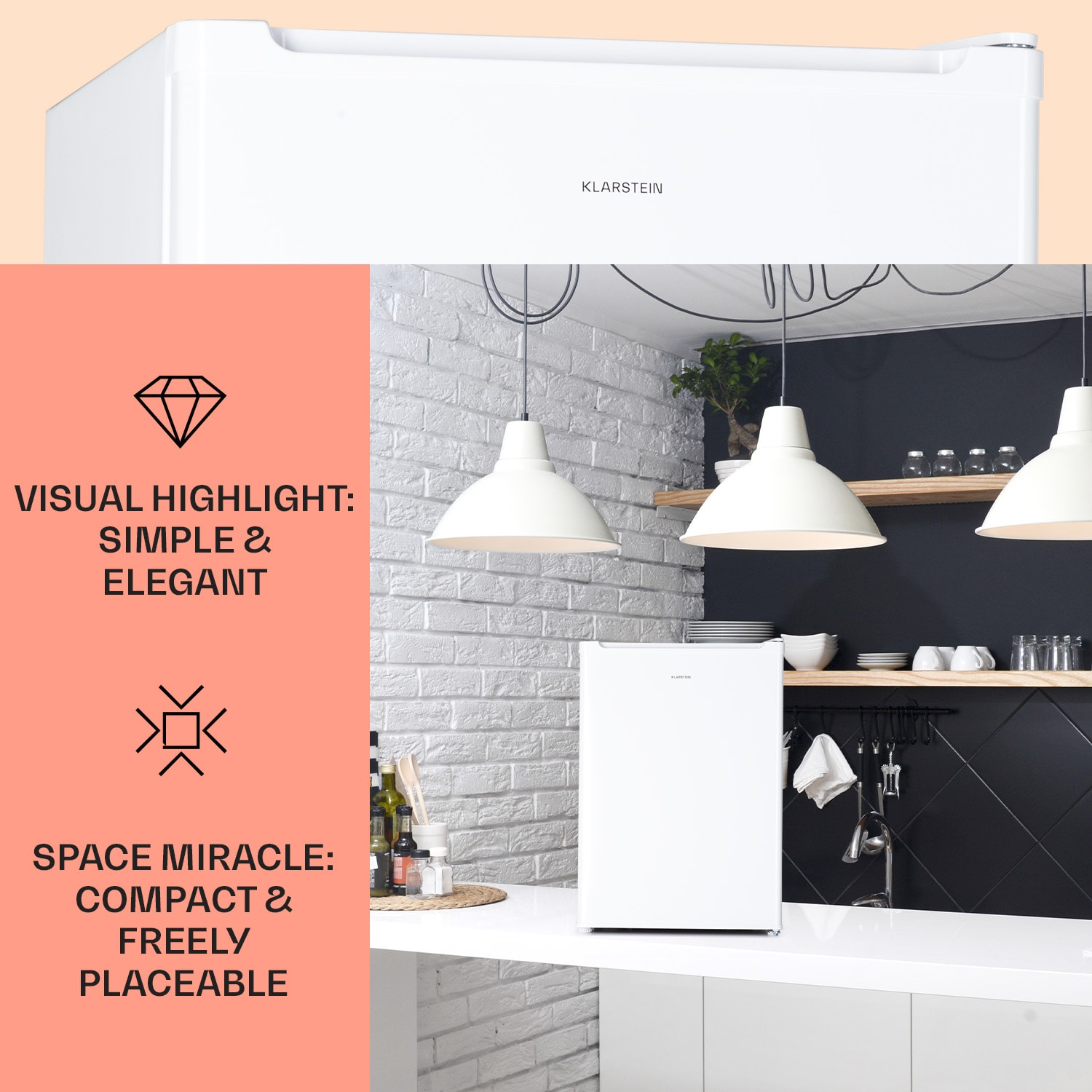 Klarstein Fargo 67, minibar, chladnička 67 l, mraznička 4 l, kompaktná – Obrázok 2