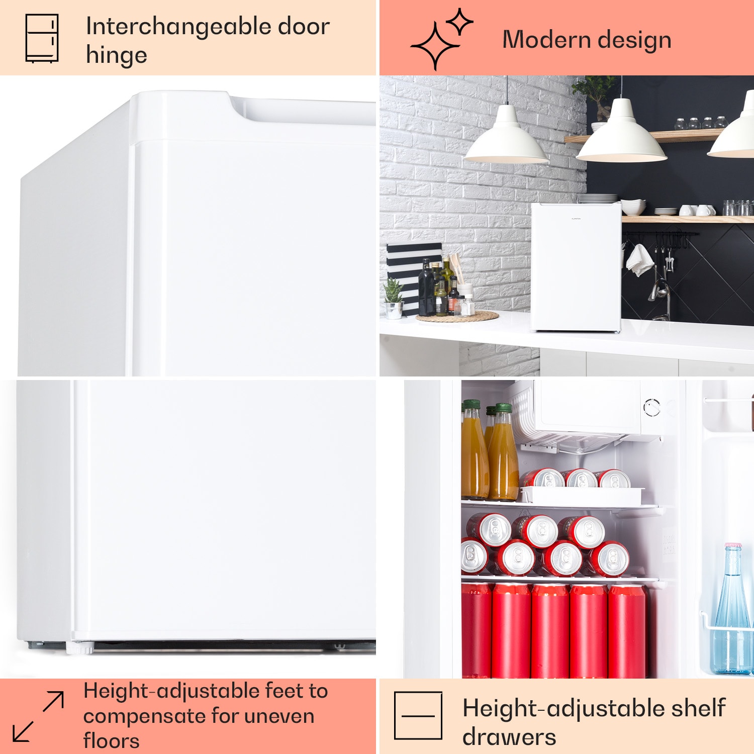 Klarstein Fargo 67, minibar, chladnička 67 l, mraznička 4 l, kompaktná – Obrázok 4