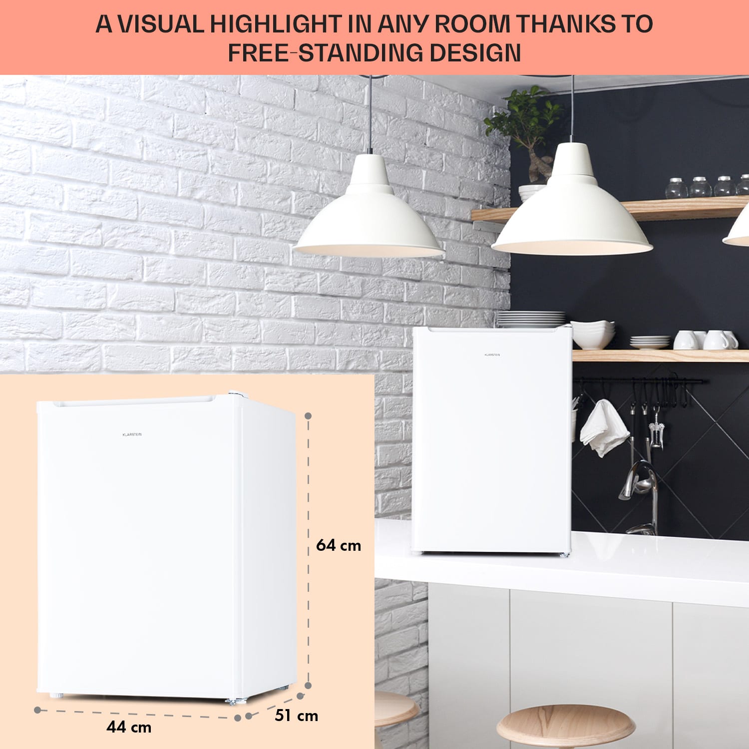 Klarstein Fargo 67, minibar, chladnička 67 l, mraznička 4 l, kompaktná – Obrázok 5