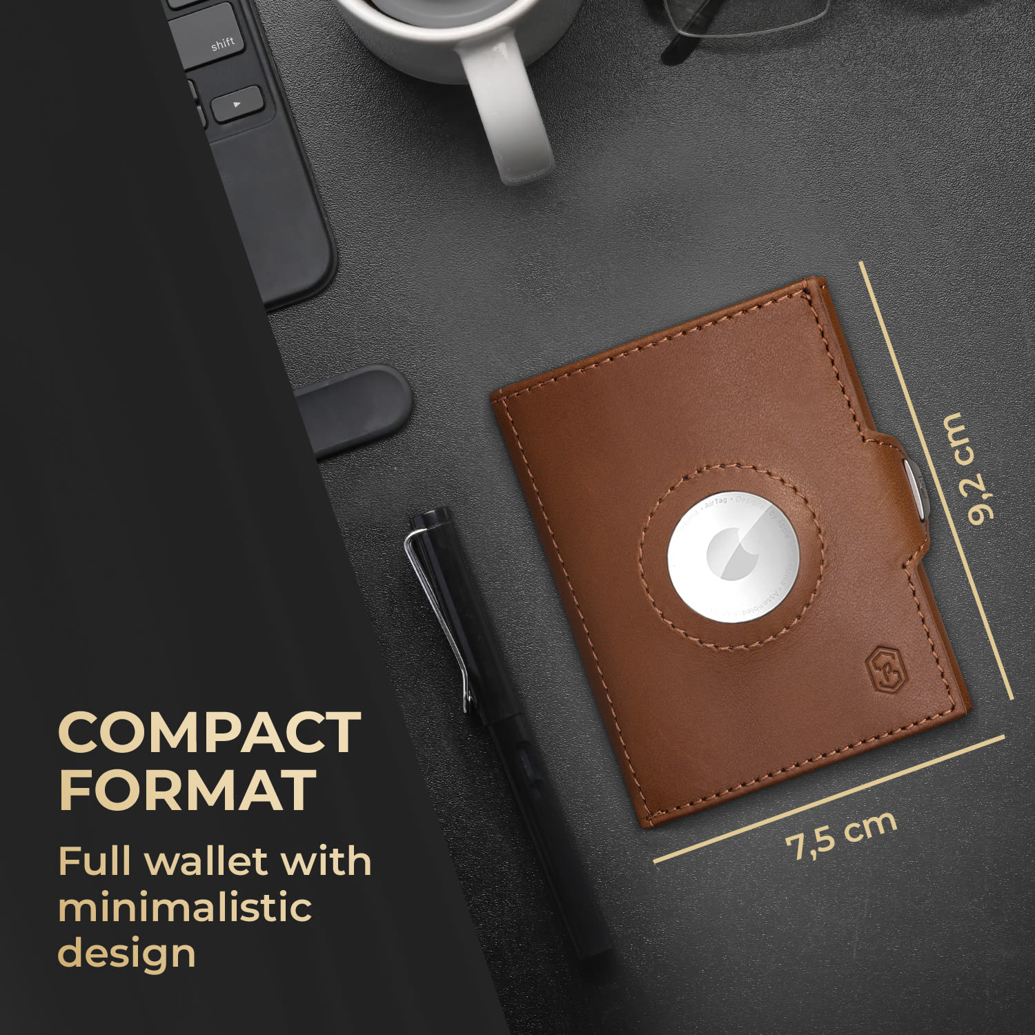 Slimpuro TRYO Trifold Airtag Wallet, 12 kariet, vrecko na mince, 9,2 x 2,2 x 7,5 cm (Š x V x H), ochrana RFID – Obrázok 4
