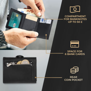 Slimpuro TRYO Trifold Airtag Wallet, 12 kariet, vrecko na mince, 9,2 x 2,2 x 7,5 cm (Š x V x H), ochrana RFID